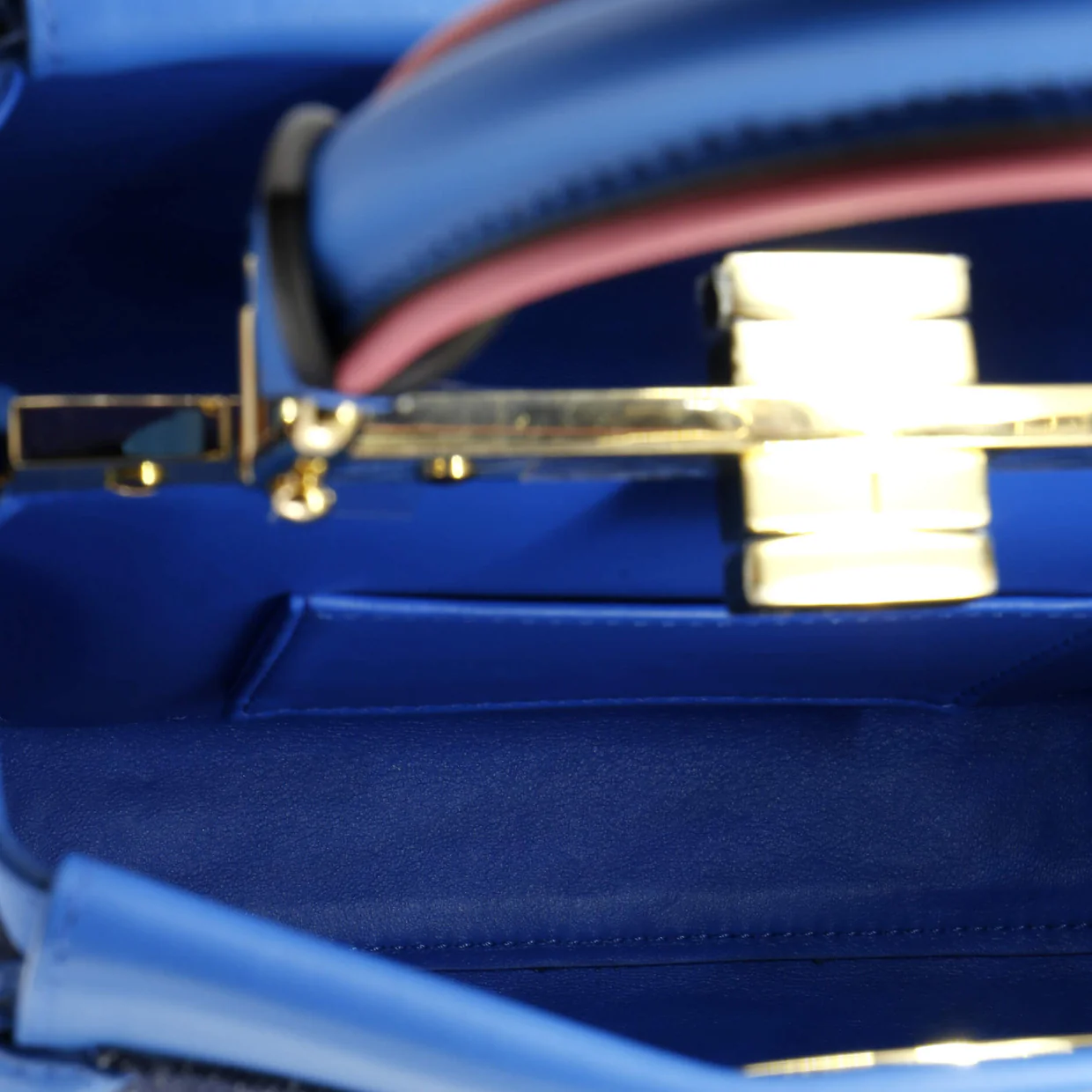 Peekaboo Bag Denim with FF Leather Applique Mini - Deep Luxury