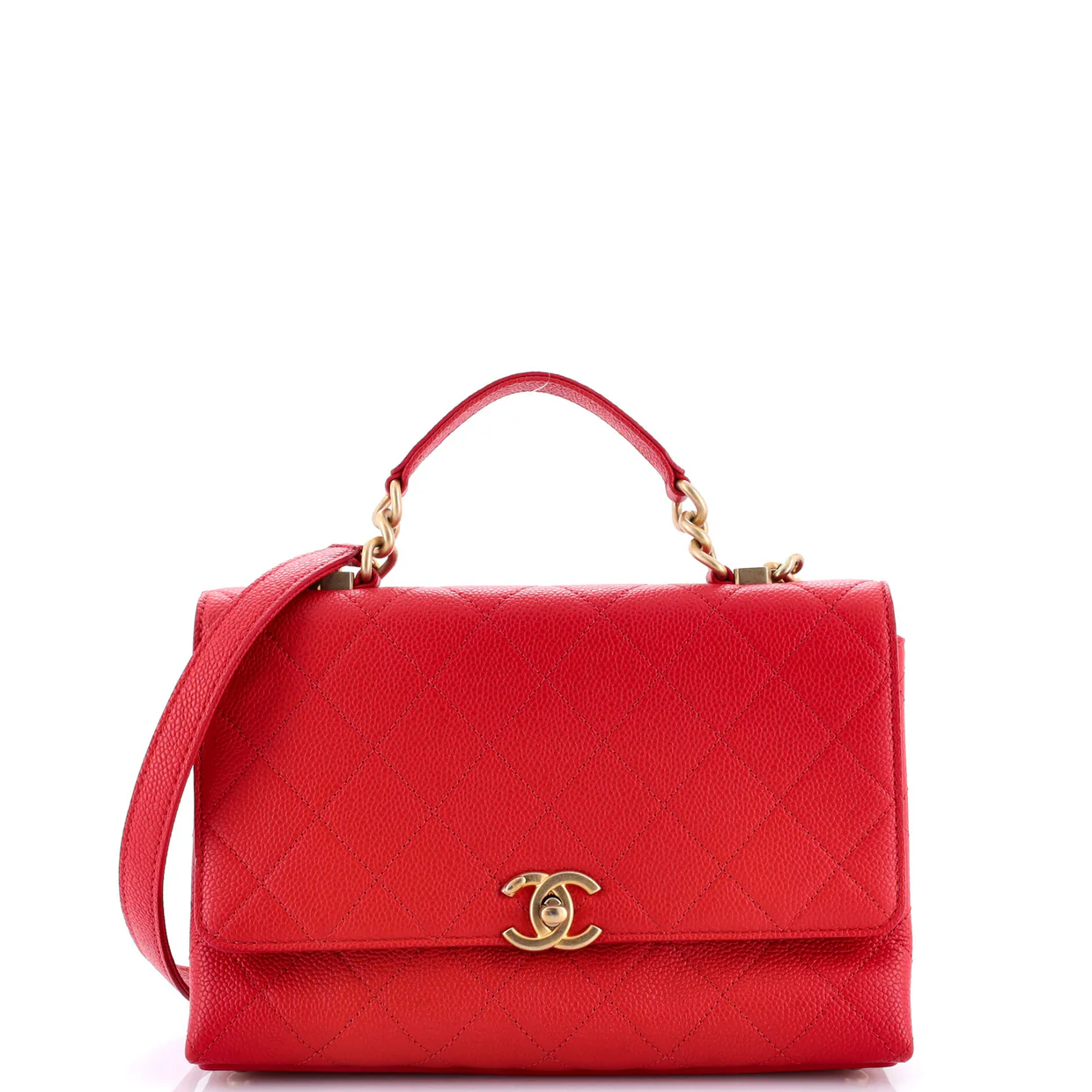 Chic Affinity Top Handle Bag Stitched Caviar Small - Deep Luxury