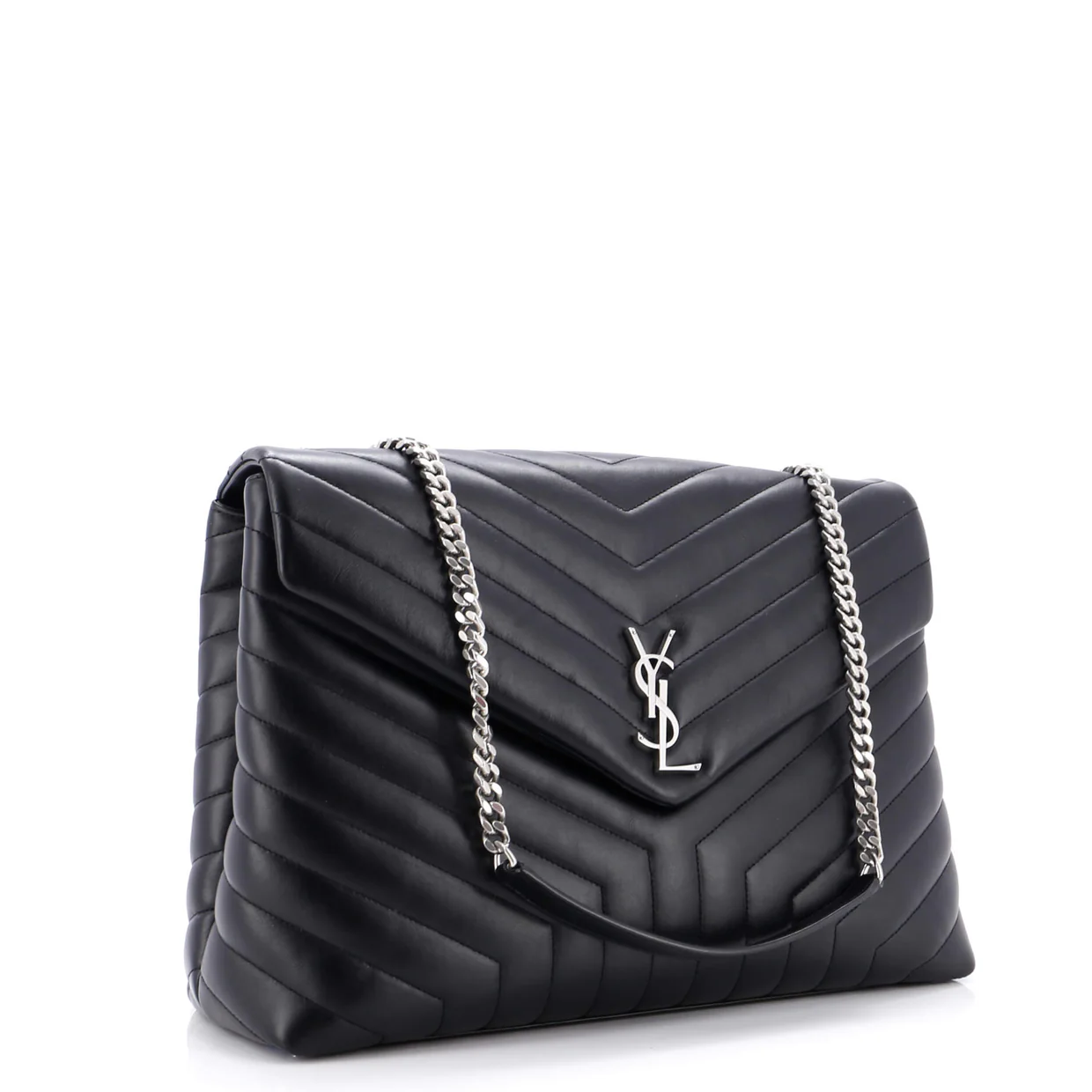 Loulou Shoulder Bag Matelasse Chevron Leather Large - Deep Luxury