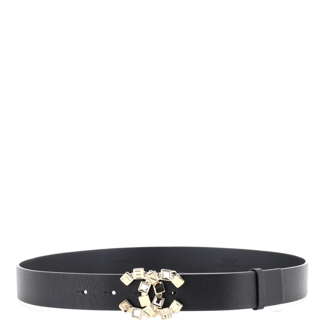 CC Buckle Belt Leather with Crystal Embellished Metal Medium - Deep Luxury