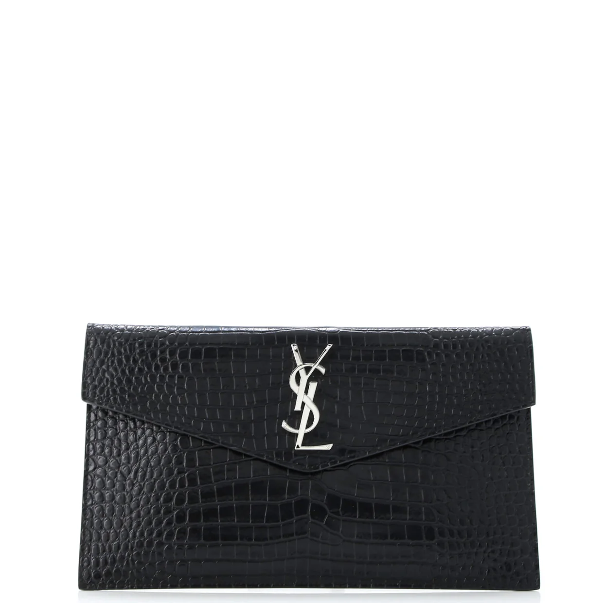 Uptown Pouch Crocodile Embossed Leather - Deep Luxury