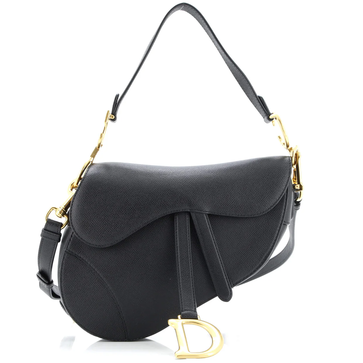 Saddle Handbag with Strap Leather Medium - Deep Luxury