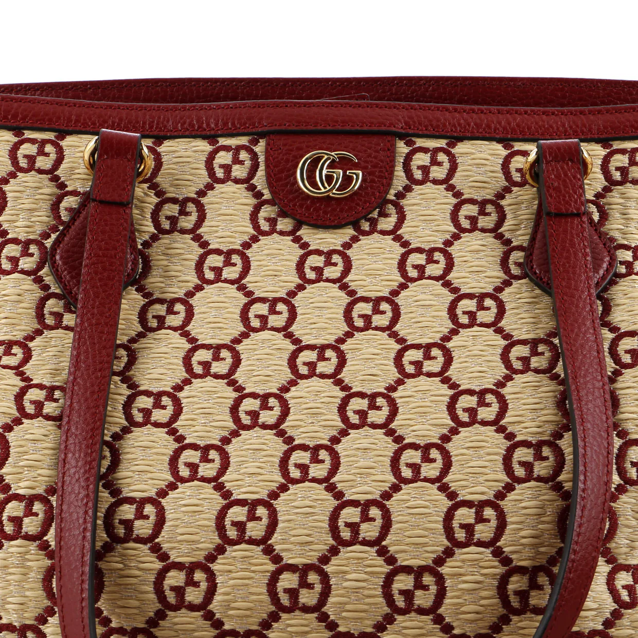 Ophidia Shopping Tote GG Raffia Medium - Deep Luxury