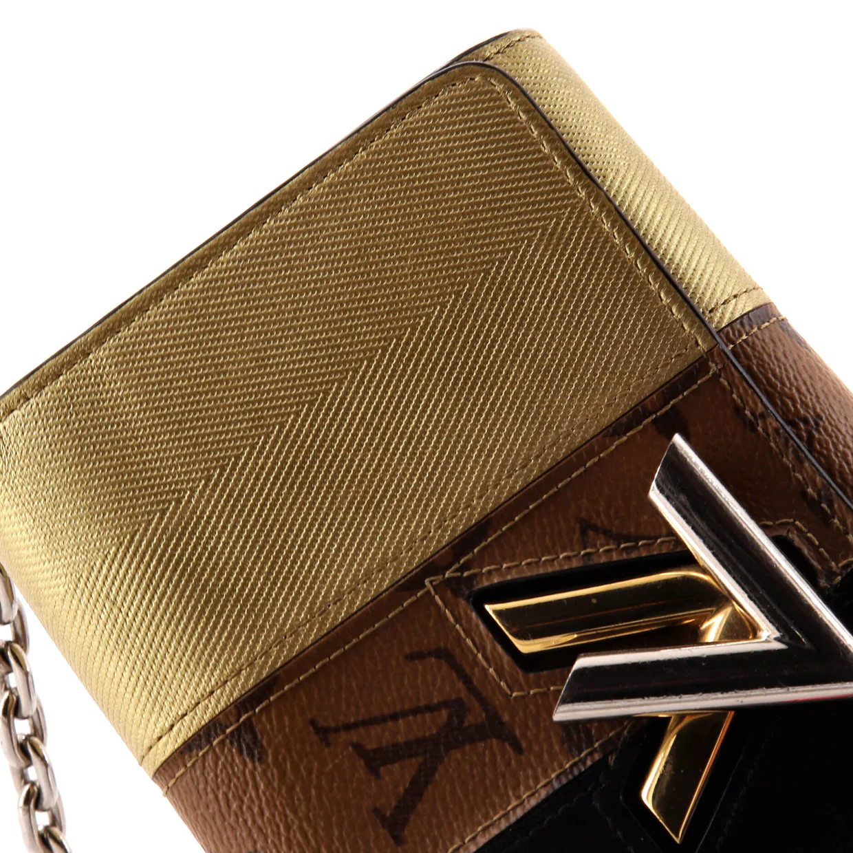Twist Handbag Limited Edition Studded Reverse Monogram Canvas and Leather MM - Deep Luxury