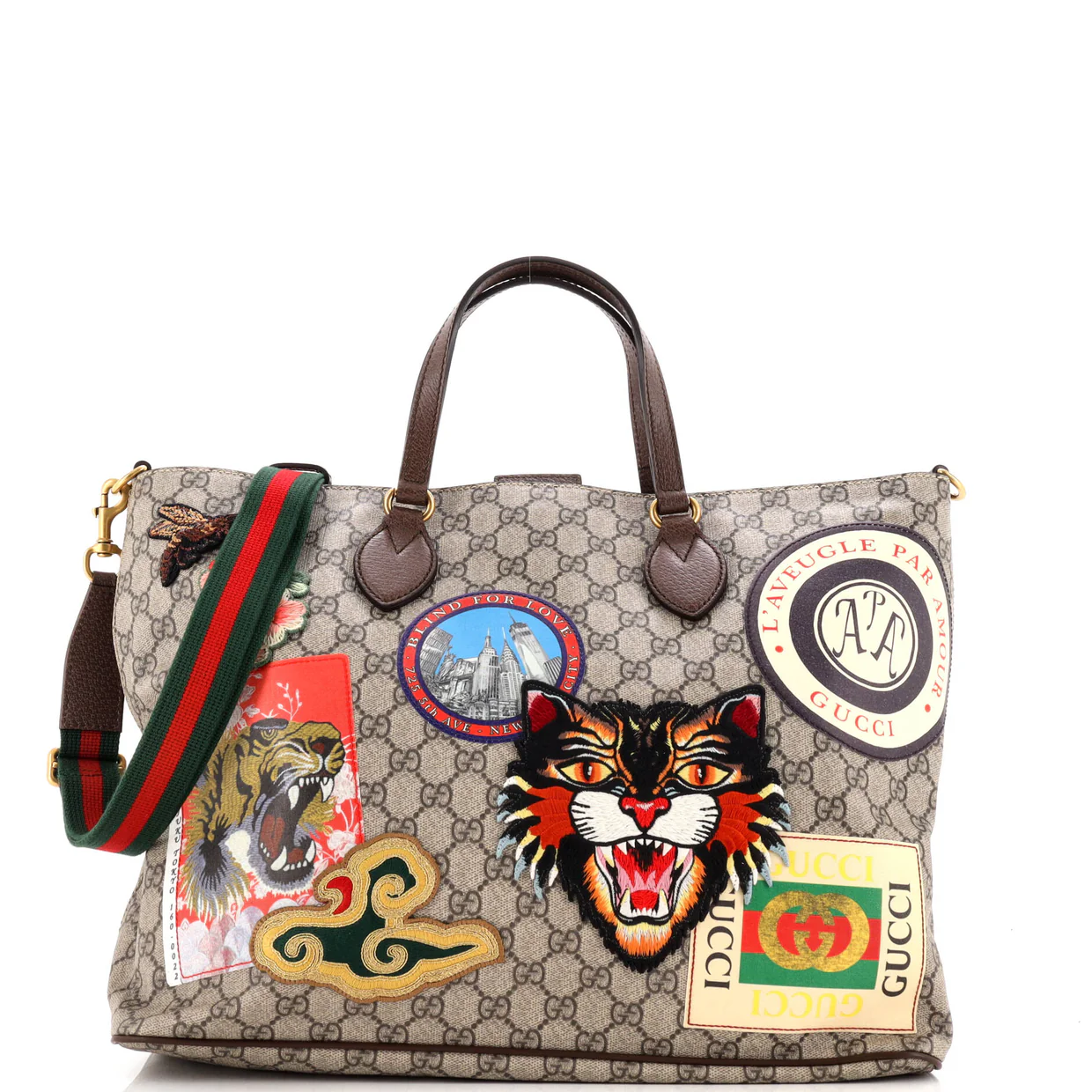 Courrier Convertible Soft Open Tote GG Coated Canvas with Applique Large - Deep Luxury