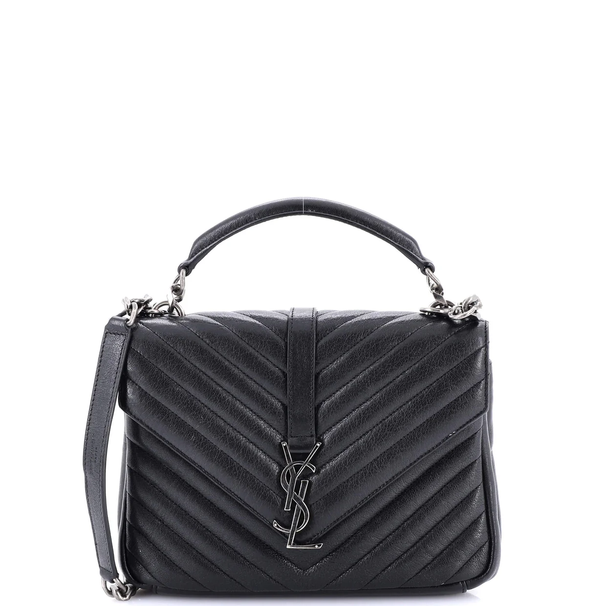 Classic Monogram College Bag Matelasse Chevron Leather Medium - Deep Luxury