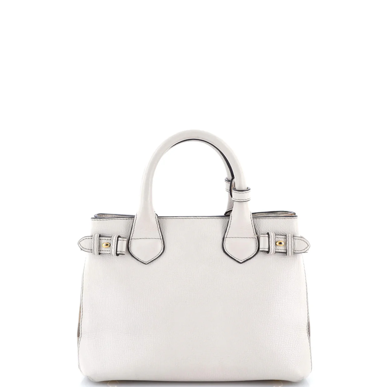 Banner Tote Leather and House Check Canvas Small - Deep Luxury