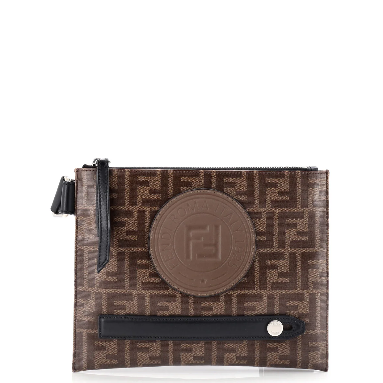 FF Logo Stamp Flat Messenger Bag Zucca Coated Canvas Small - Deep Luxury