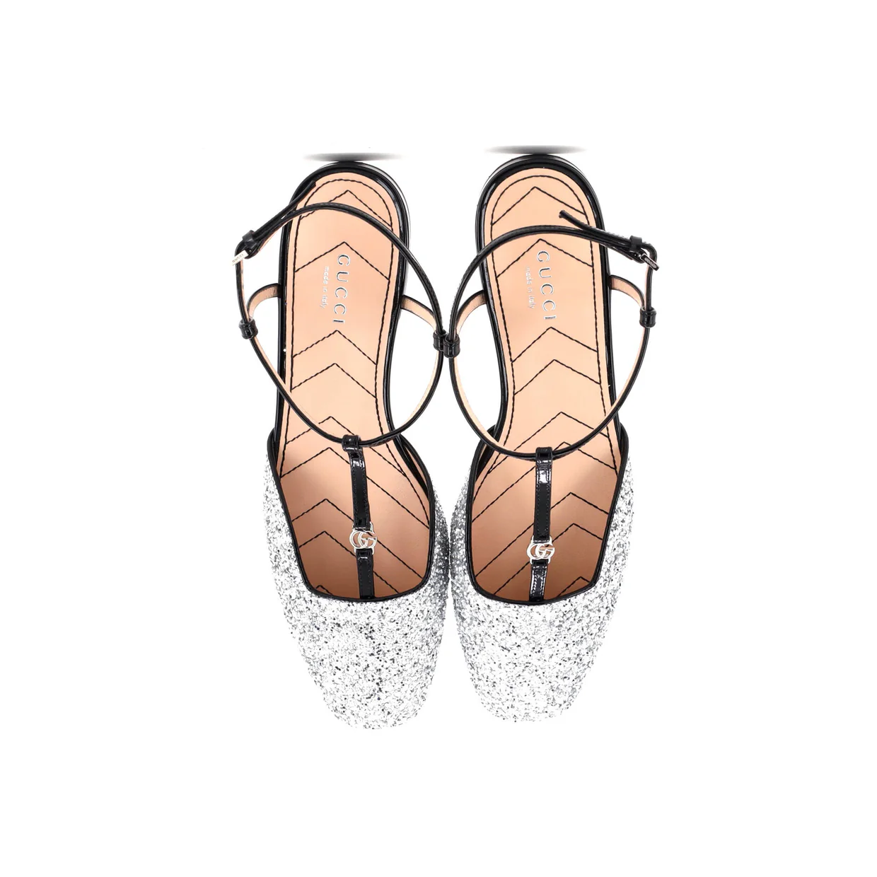 Women's GG Slingback Flats Glitter and Patent - Deep Luxury