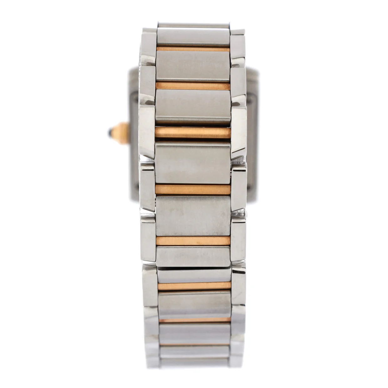 Tank Francaise Quartz Watch Stainless Steel and Rose Gold with Diamond Markers 20 - Deep Luxury