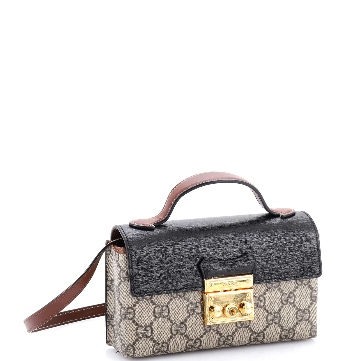 Padlock Top Handle Bag GG Coated Canvas and Leather Mini - Deep Luxury