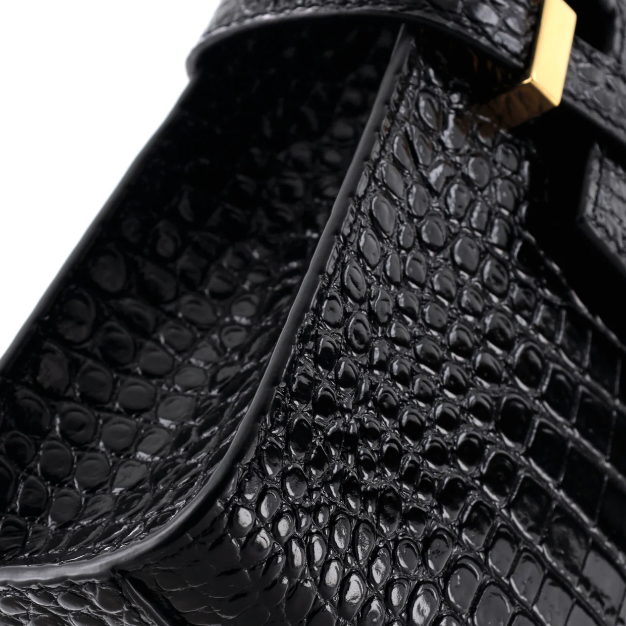 Manhattan Shoulder Bag Crocodile Embossed Leather Small - Deep Luxury