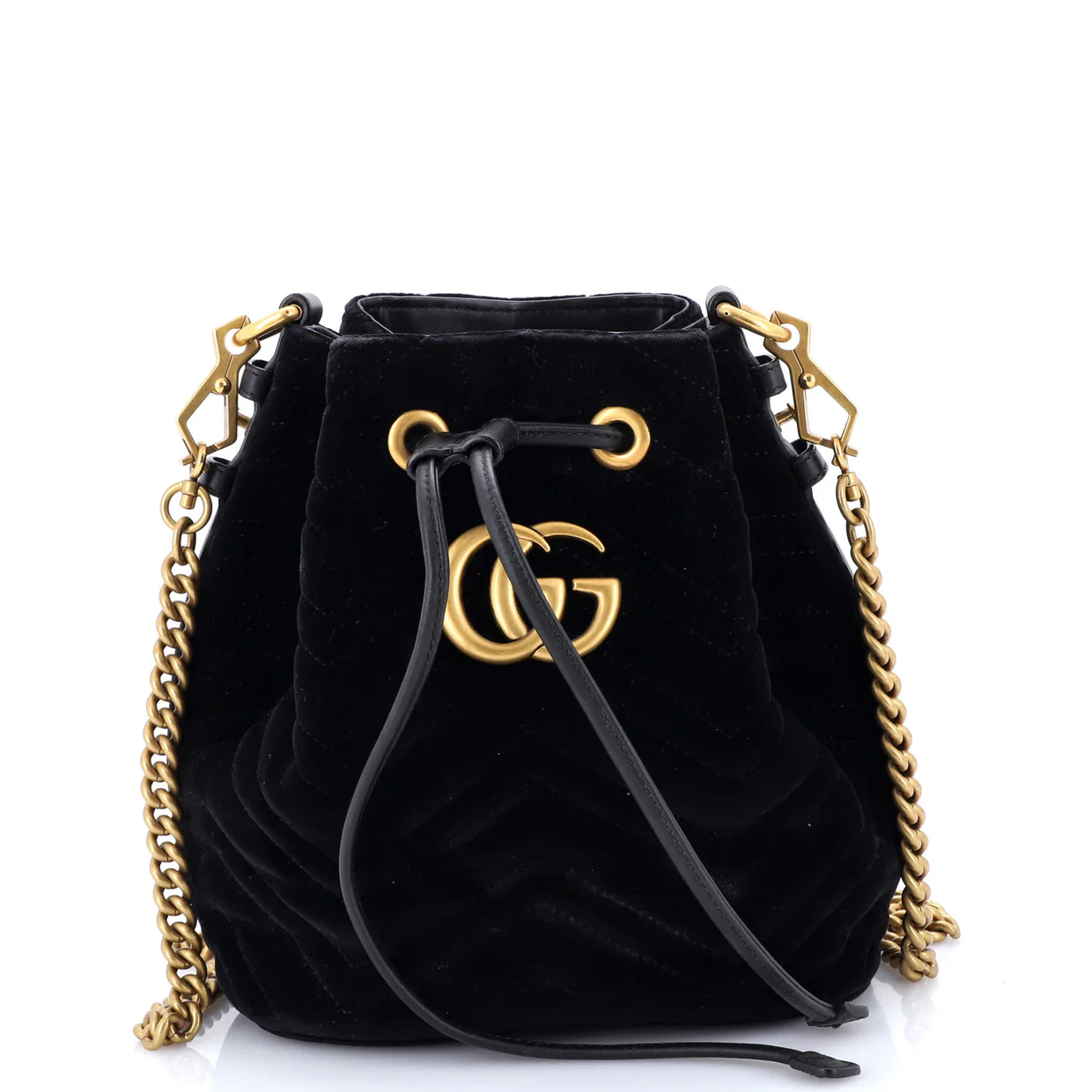 GG Marmont Bucket Bag Matelasse Velvet Small - Deep Luxury