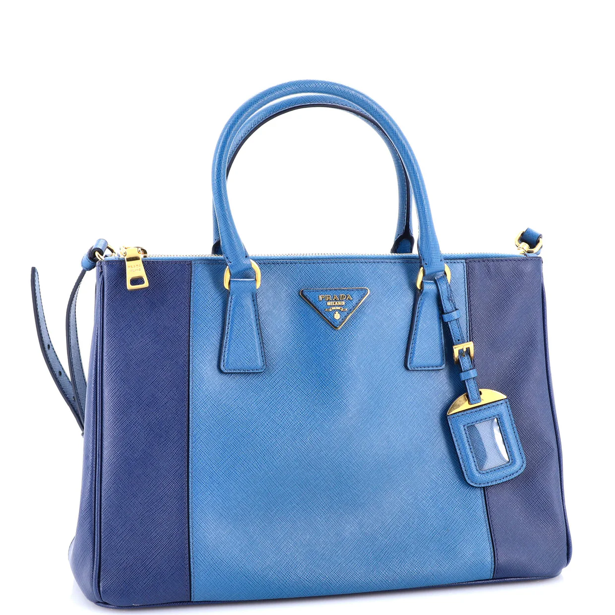 Bicolor Double Zip Lux Tote Saffiano Leather Medium - Deep Luxury