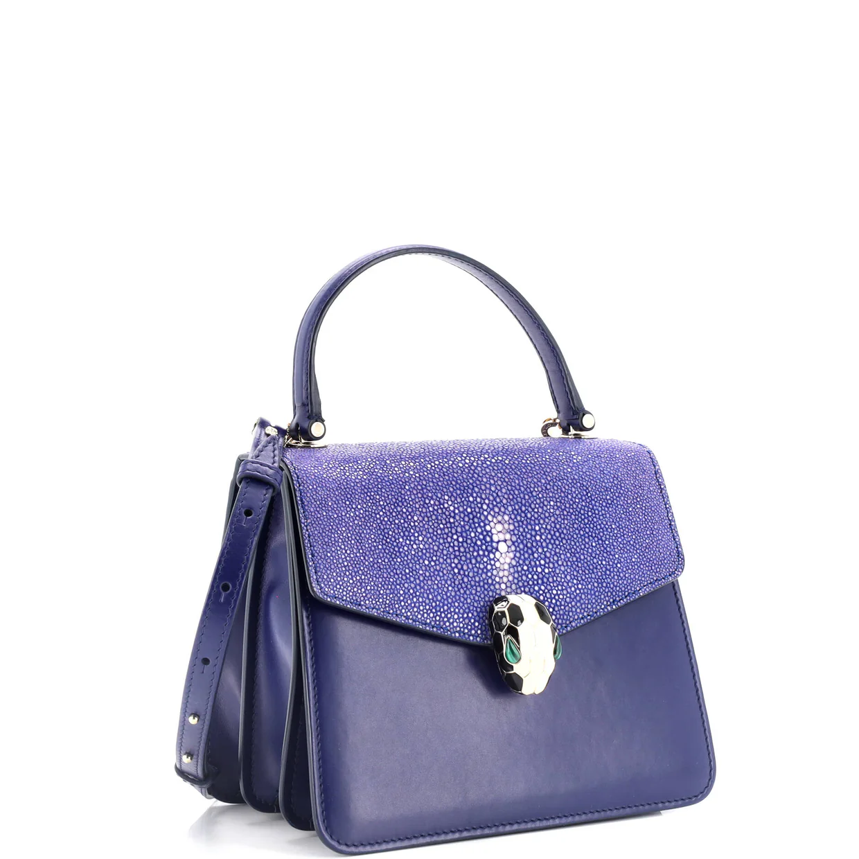 Serpenti Forever Top Handle Bag Leather and Stingray Small - Deep Luxury