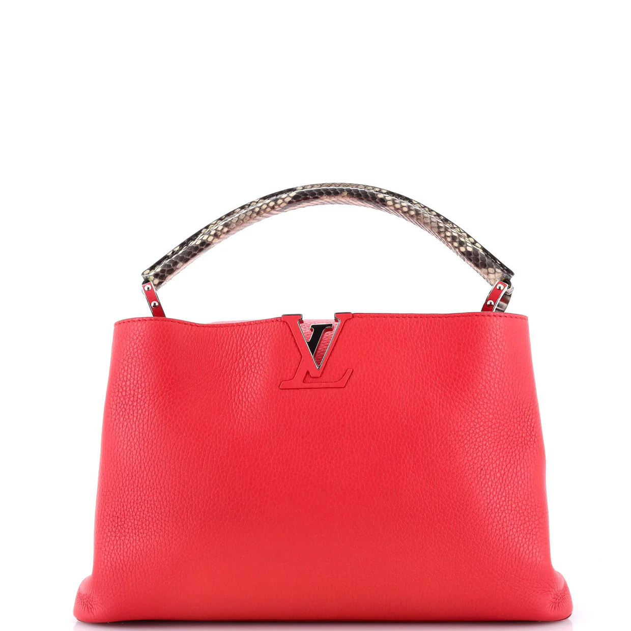 Capucines Bag Leather with Python MM - Deep Luxury