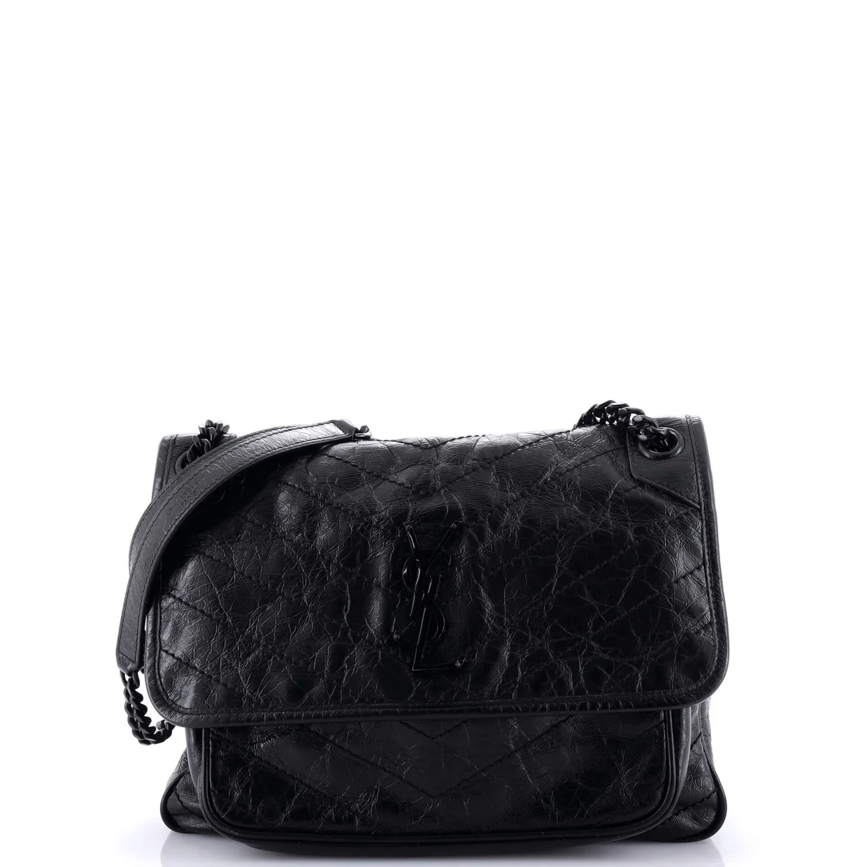 Niki Chain Flap Bag Matelasse Chevron Leather Medium - Deep Luxury