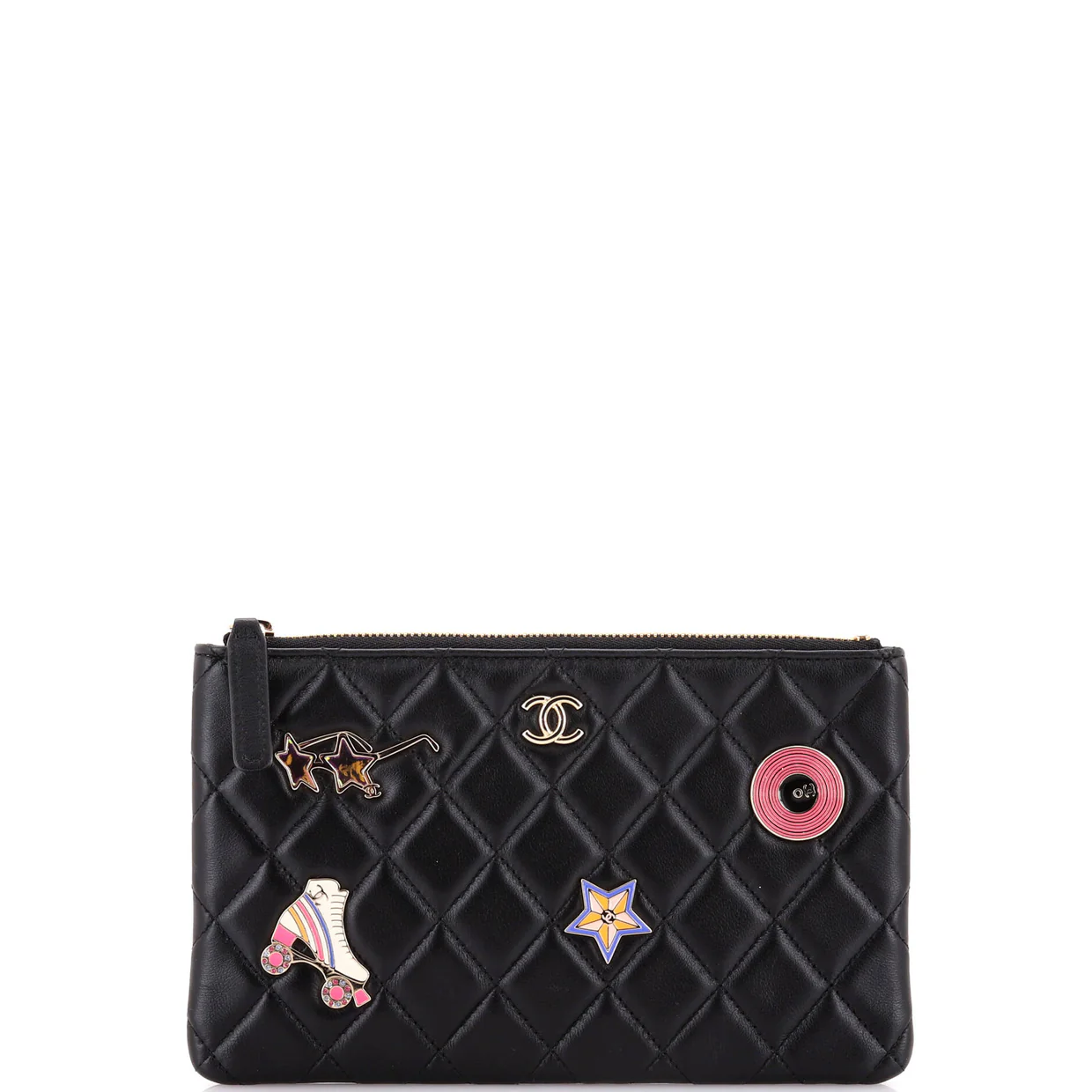 Charms Classic O Case Pouch Quilted Lambskin Small - Deep Luxury