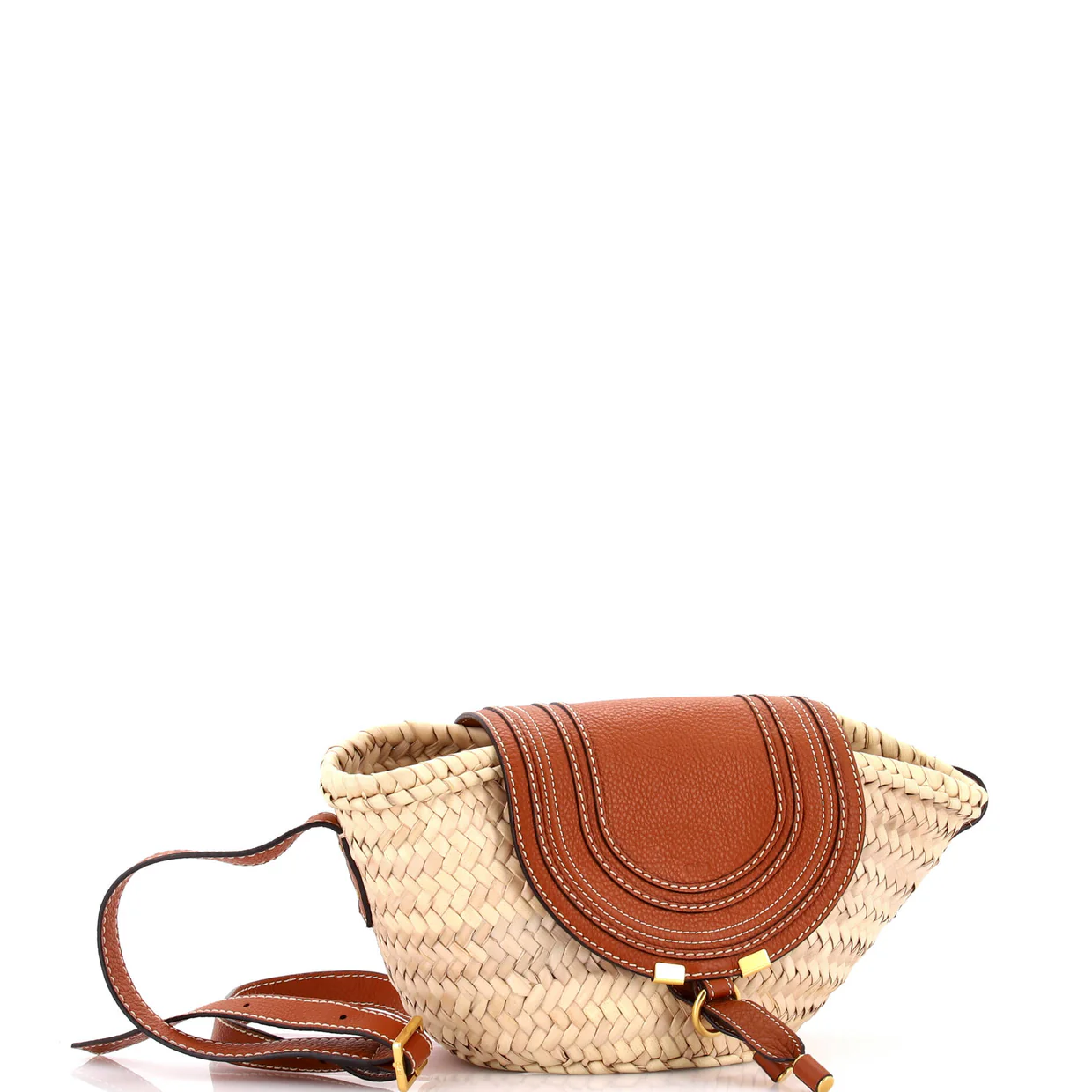 Marcie Basket Bag Raffia and Leather Small - Deep Luxury