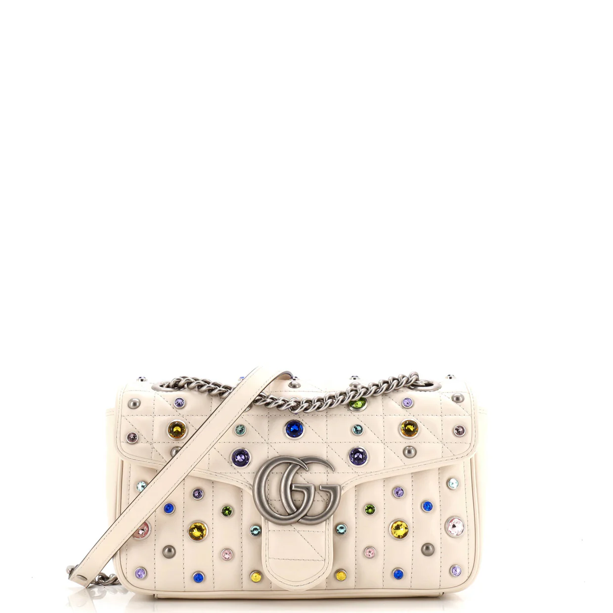 GG Marmont Flap Bag Embellished Matelasse Leather Small - Deep Luxury