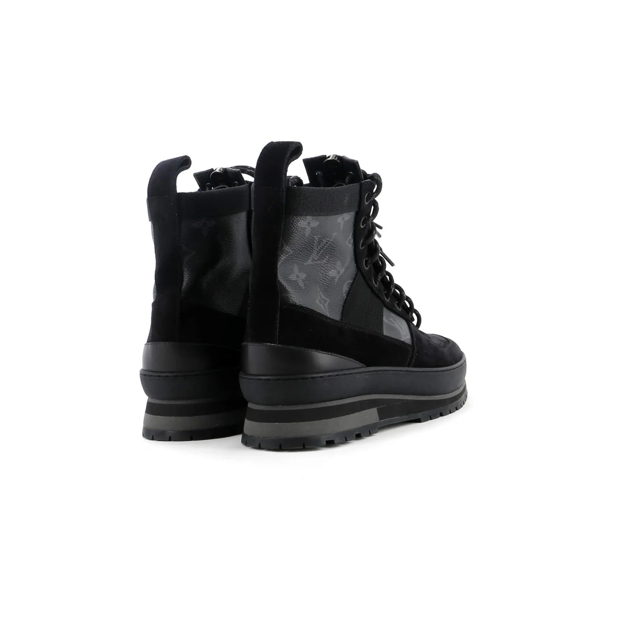 Men's Harlem Ankle Sneakers Suede with Monogram Eclipse - Deep Luxury