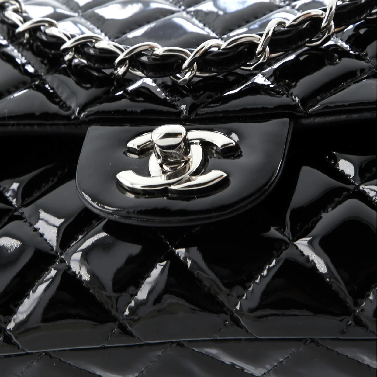 Classic Double Flap Bag Quilted Patent Medium - Deep Luxury