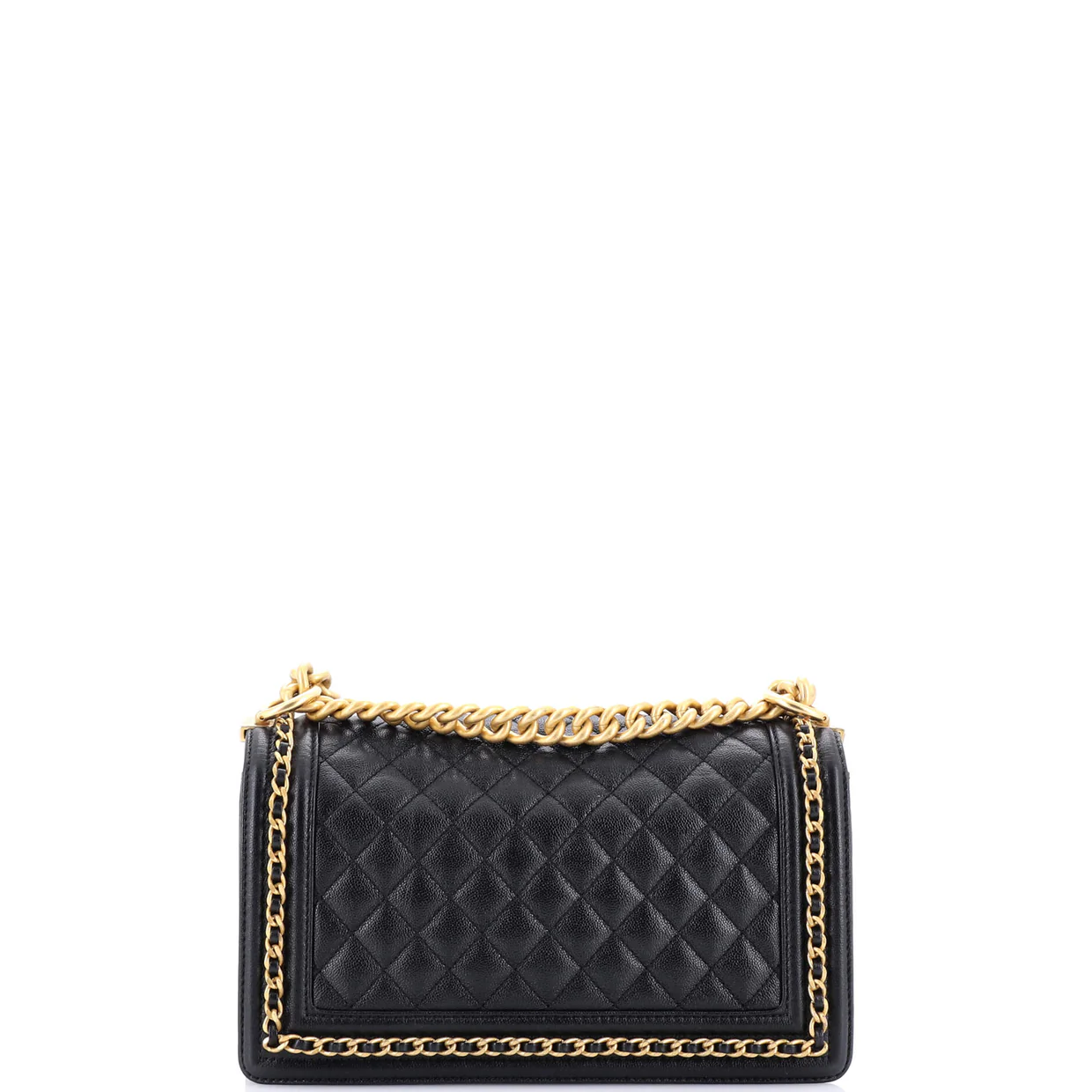 Chain Around Boy Flap Bag Quilted Caviar Old Medium - Deep Luxury