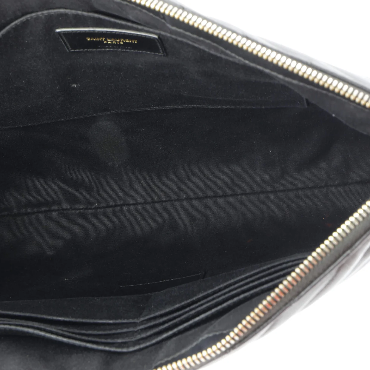 Classic Monogram Wristlet Pouch Matelasse Chevron Leather Large - Deep Luxury