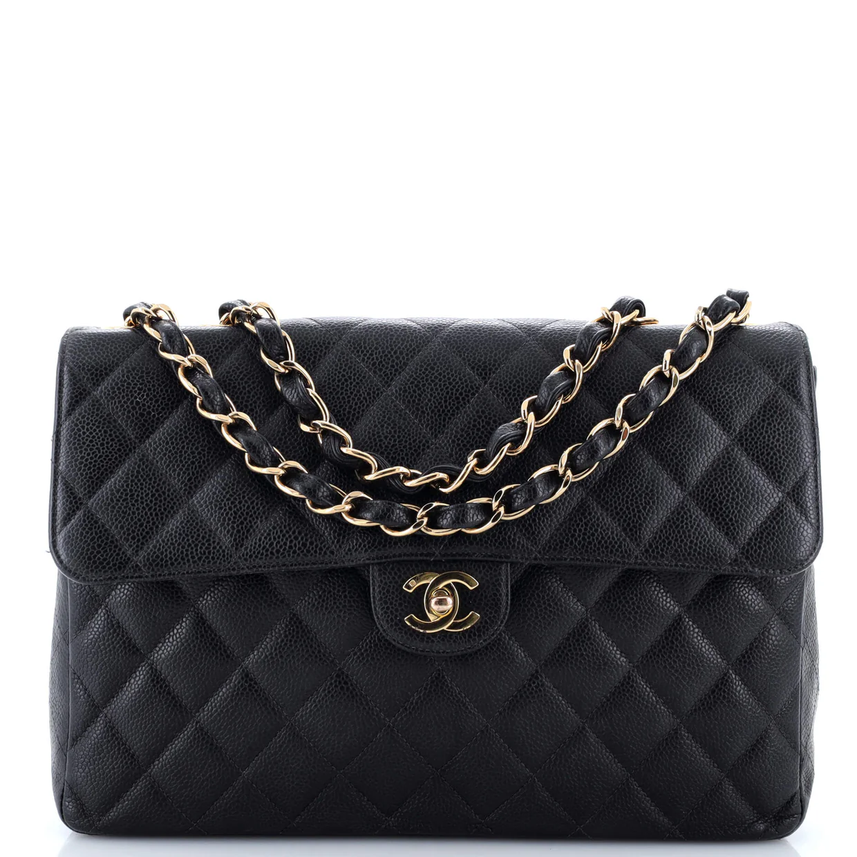 Vintage Square Classic Single Flap Bag Quilted Caviar Jumbo - Deep Luxury