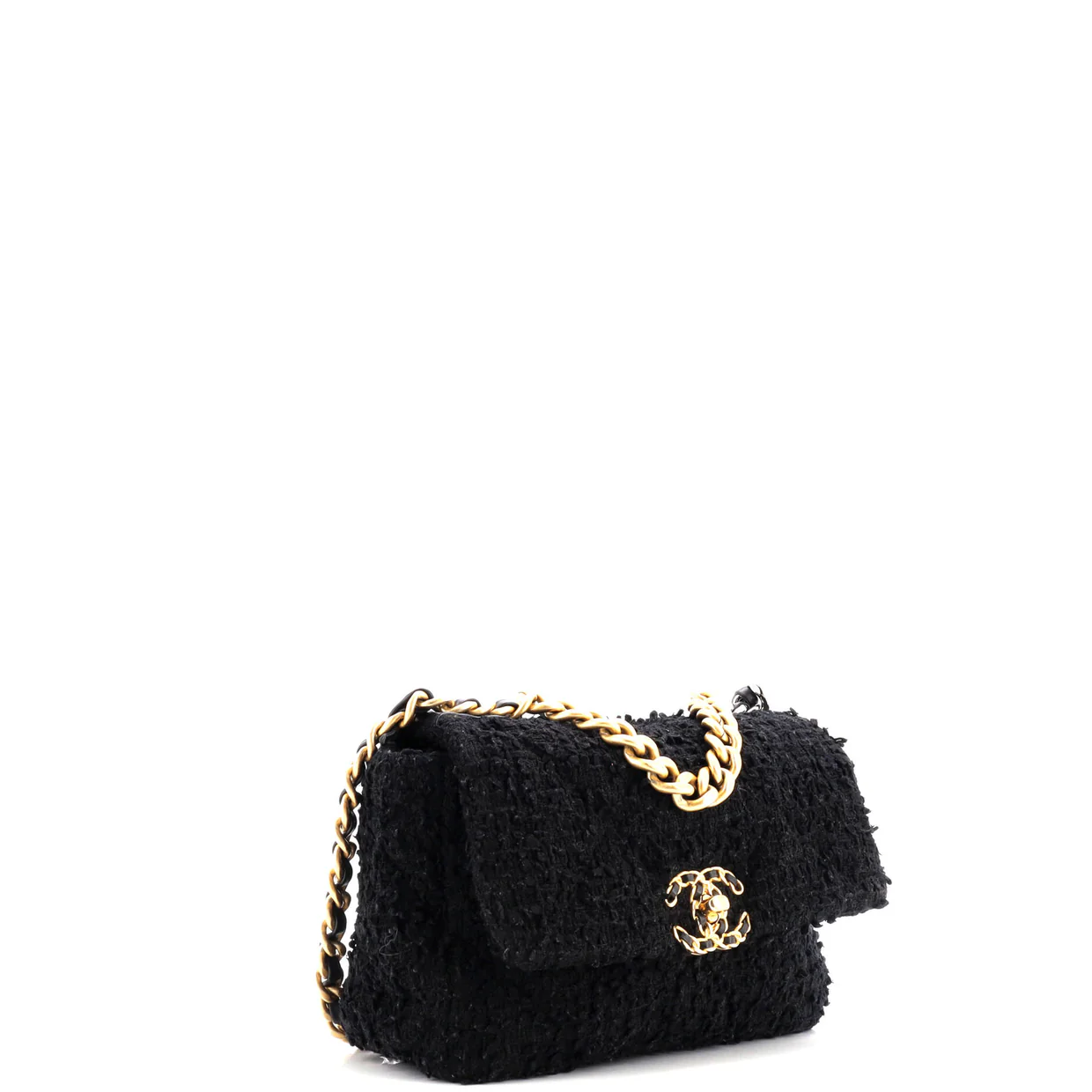 19 Flap Bag Quilted Tweed Medium - Deep Luxury