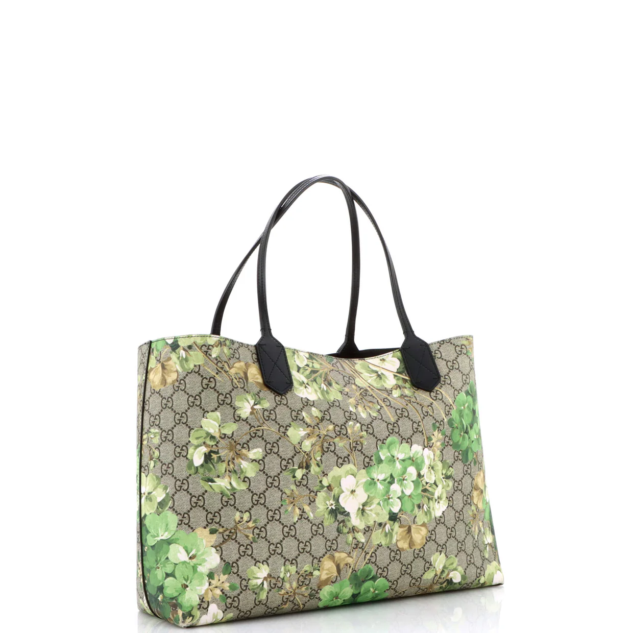 Reversible Tote Blooms Print GG Coated Canvas Medium - Deep Luxury