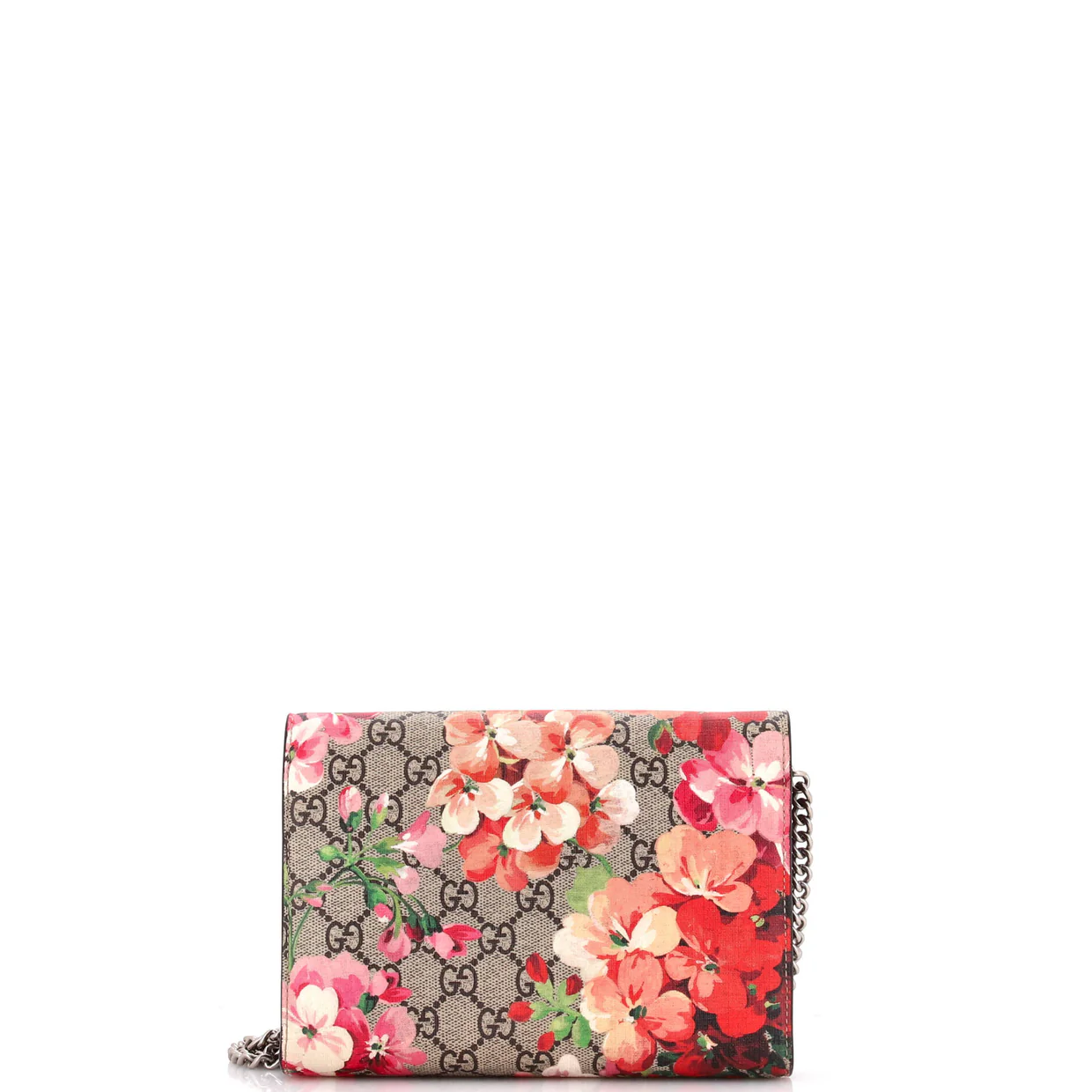 Dionysus Chain Wallet Blooms Print GG Coated Canvas Small - Deep Luxury