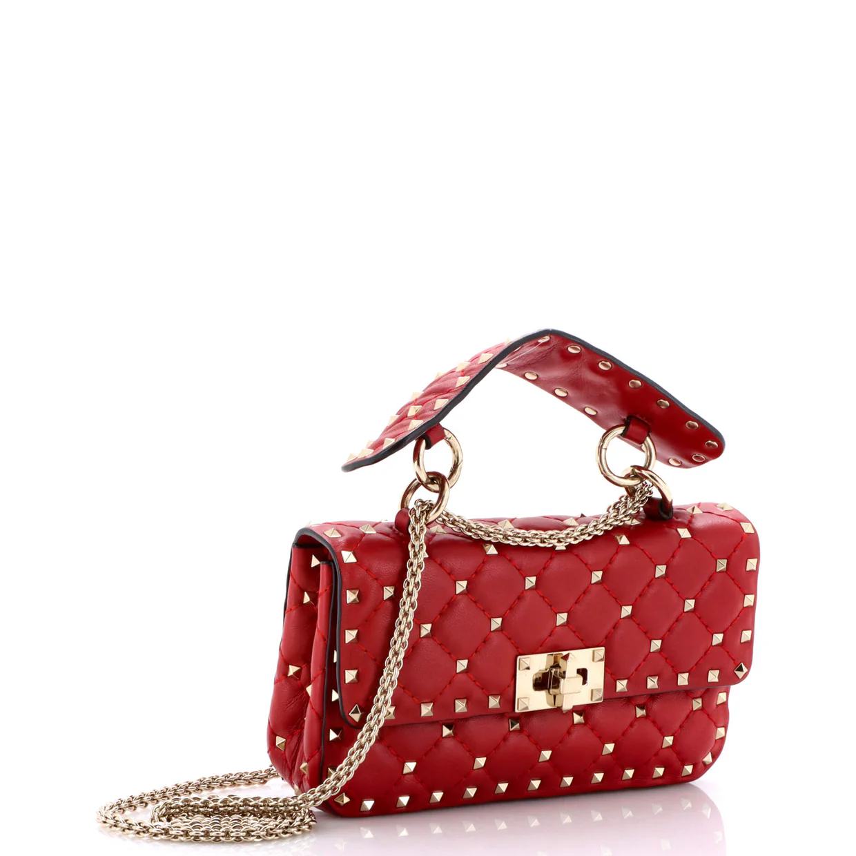 Rockstud Spike Flap Bag Quilted Leather Small - Deep Luxury