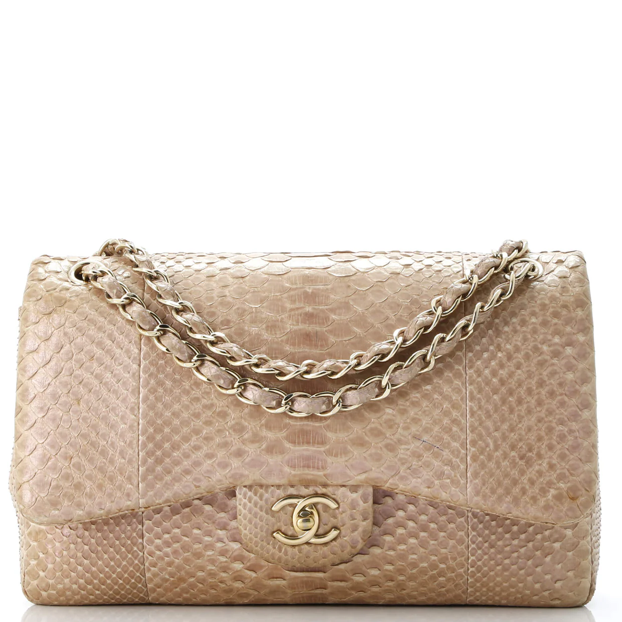 Classic Double Flap Bag Iridescent Python Medium - Deep Luxury