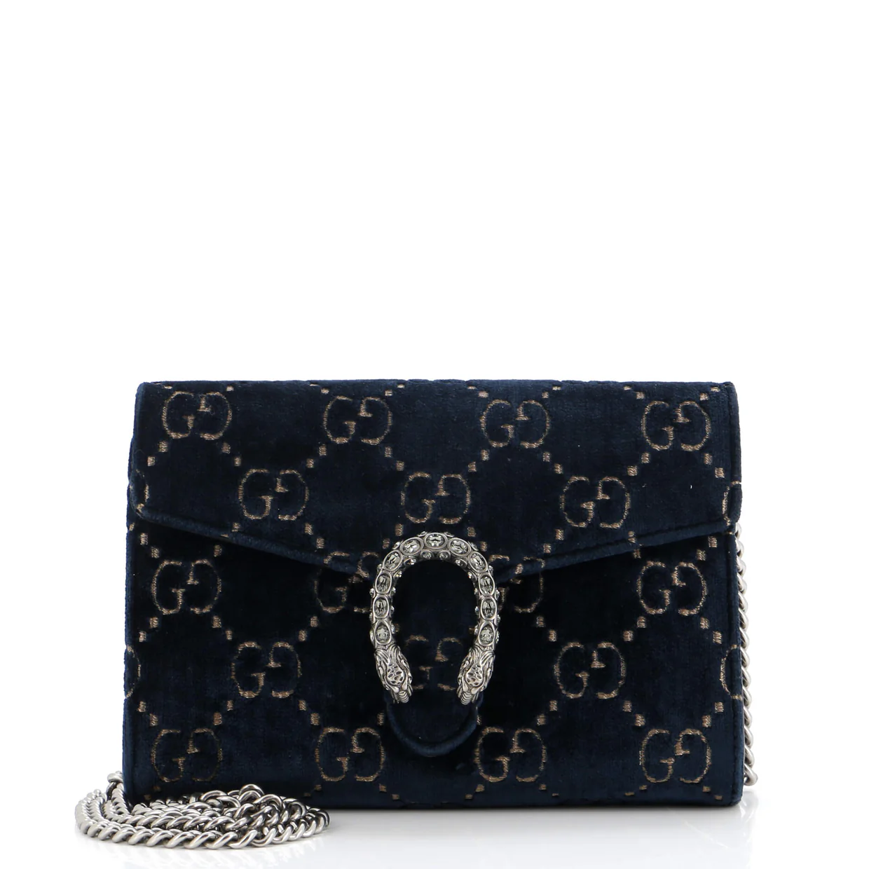 Dionysus Chain Wallet GG Velvet Small - Deep Luxury