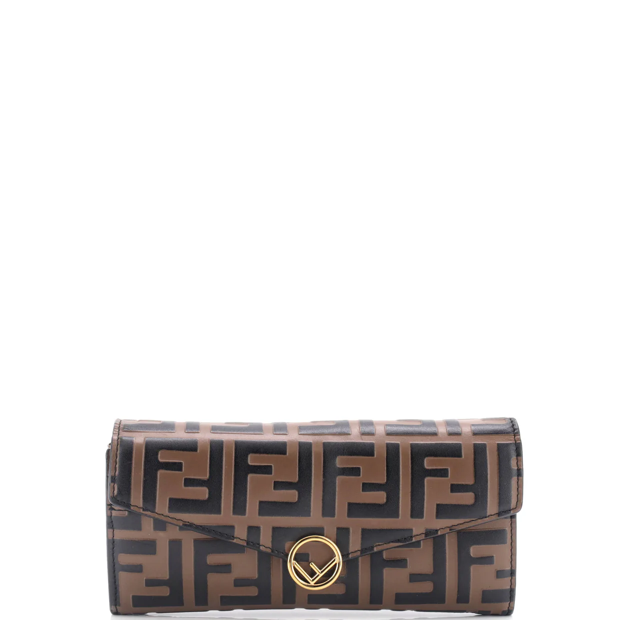 F is Fendi Continental Chain Wallet Zucca Embossed Leather - Deep Luxury