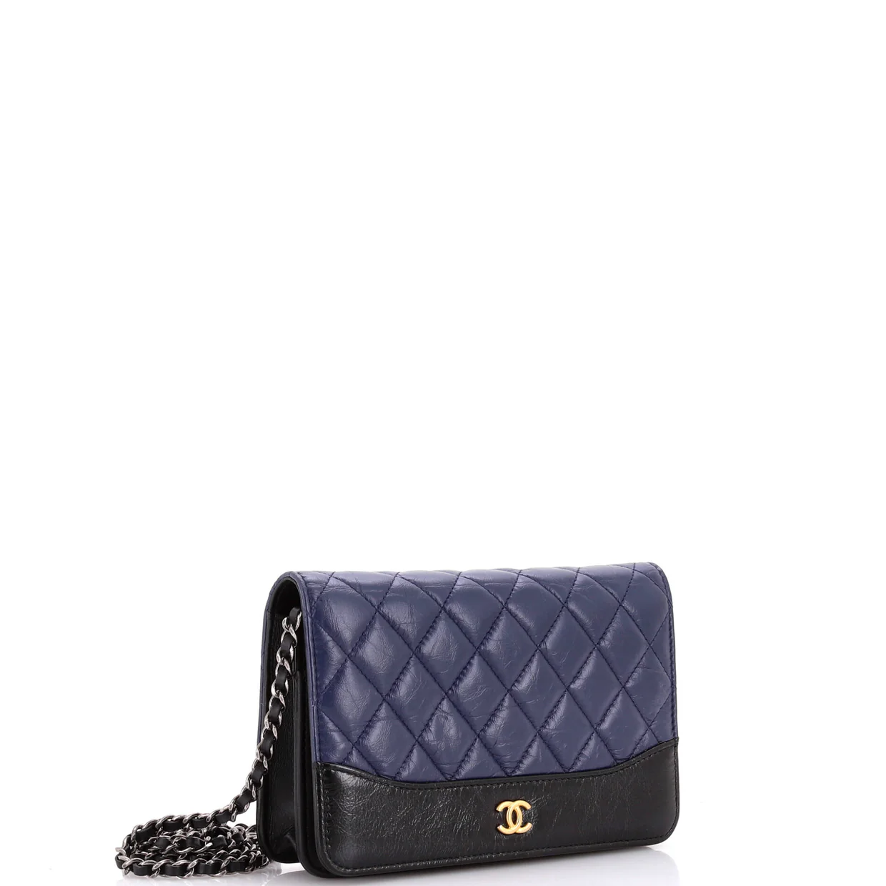 Gabrielle Wallet on Chain Quilted Aged Calfskin - Deep Luxury