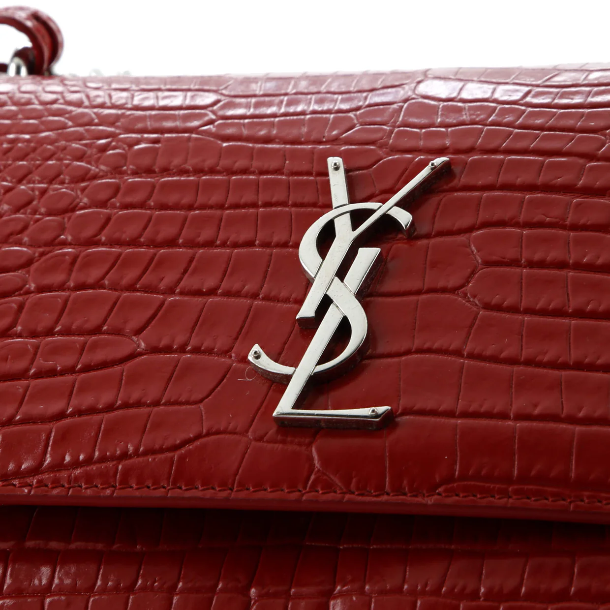 Sunset Crossbody Bag Crocodile Embossed Leather Medium - Deep Luxury