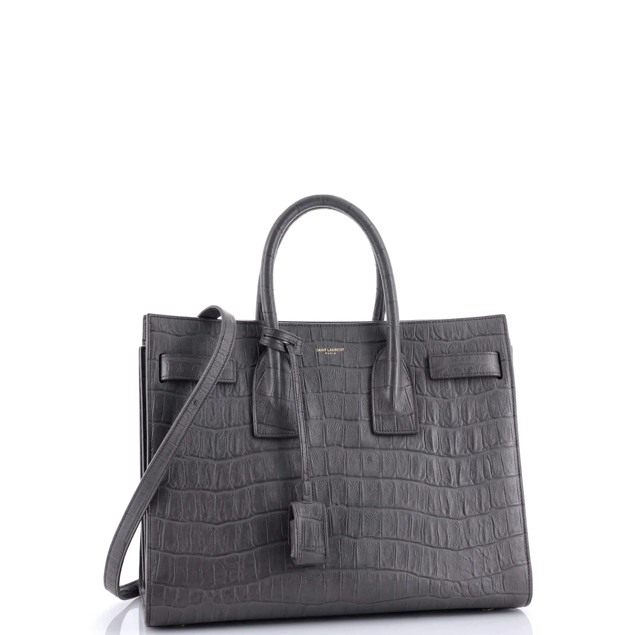 Sac de Jour Bag Crocodile Embossed Leather Small - Deep Luxury