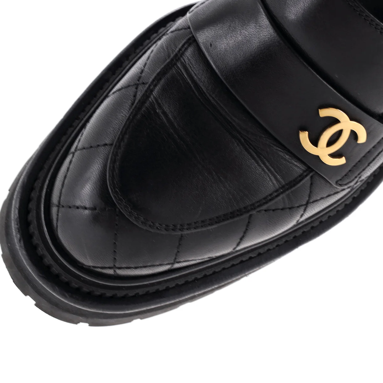 Women's CC Platform Loafers Stitched Leather - Deep Luxury