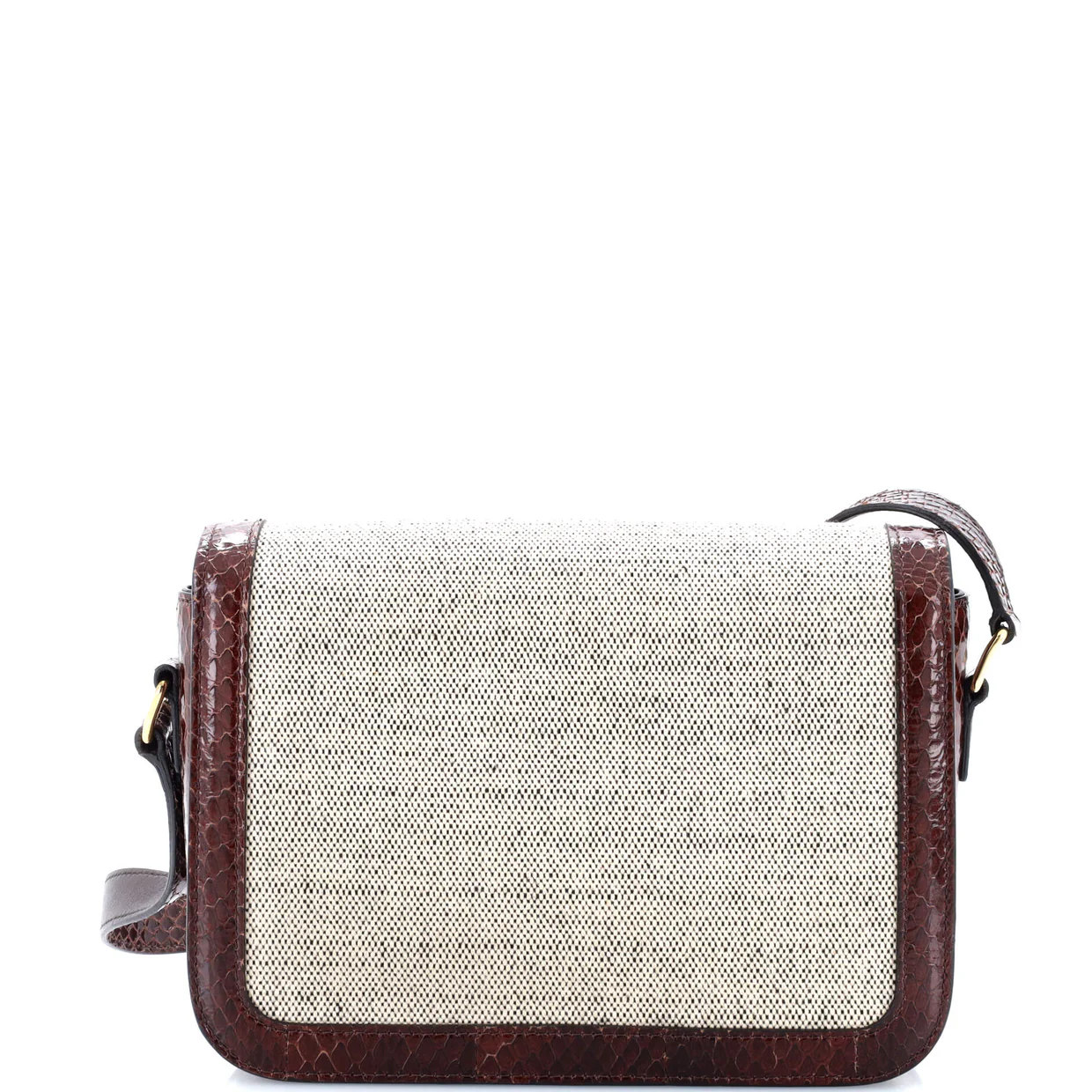 Triomphe Shoulder Bag Canvas with Snakeskin Medium - Deep Luxury