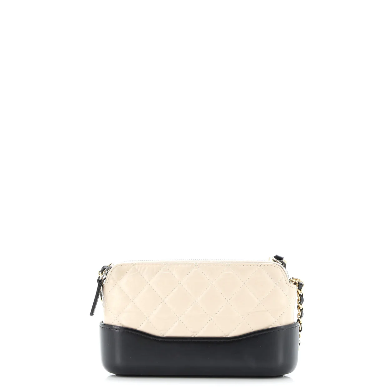 Gabrielle Double Zip Clutch with Chain Quilted Aged Calfskin - Deep Luxury