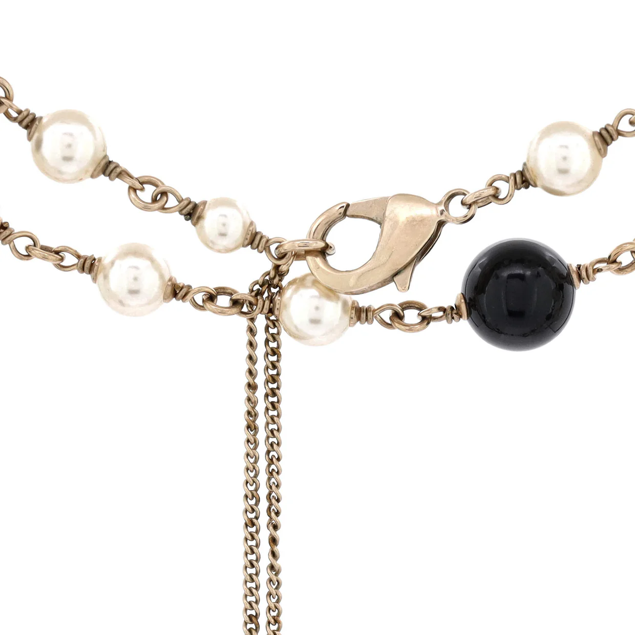 CC Station Long Necklace Metal with Faux Pearls, Beads and Enamel - Deep Luxury