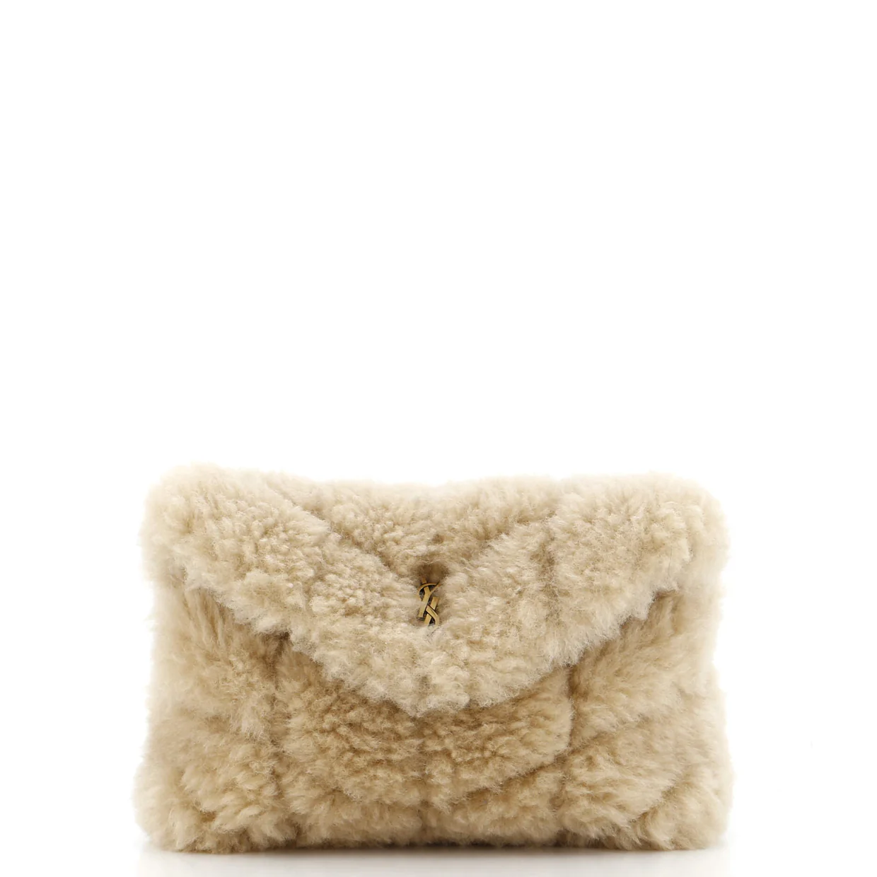 LouLou Puffer Clutch Matelasse Chevron Shearling Small - Deep Luxury