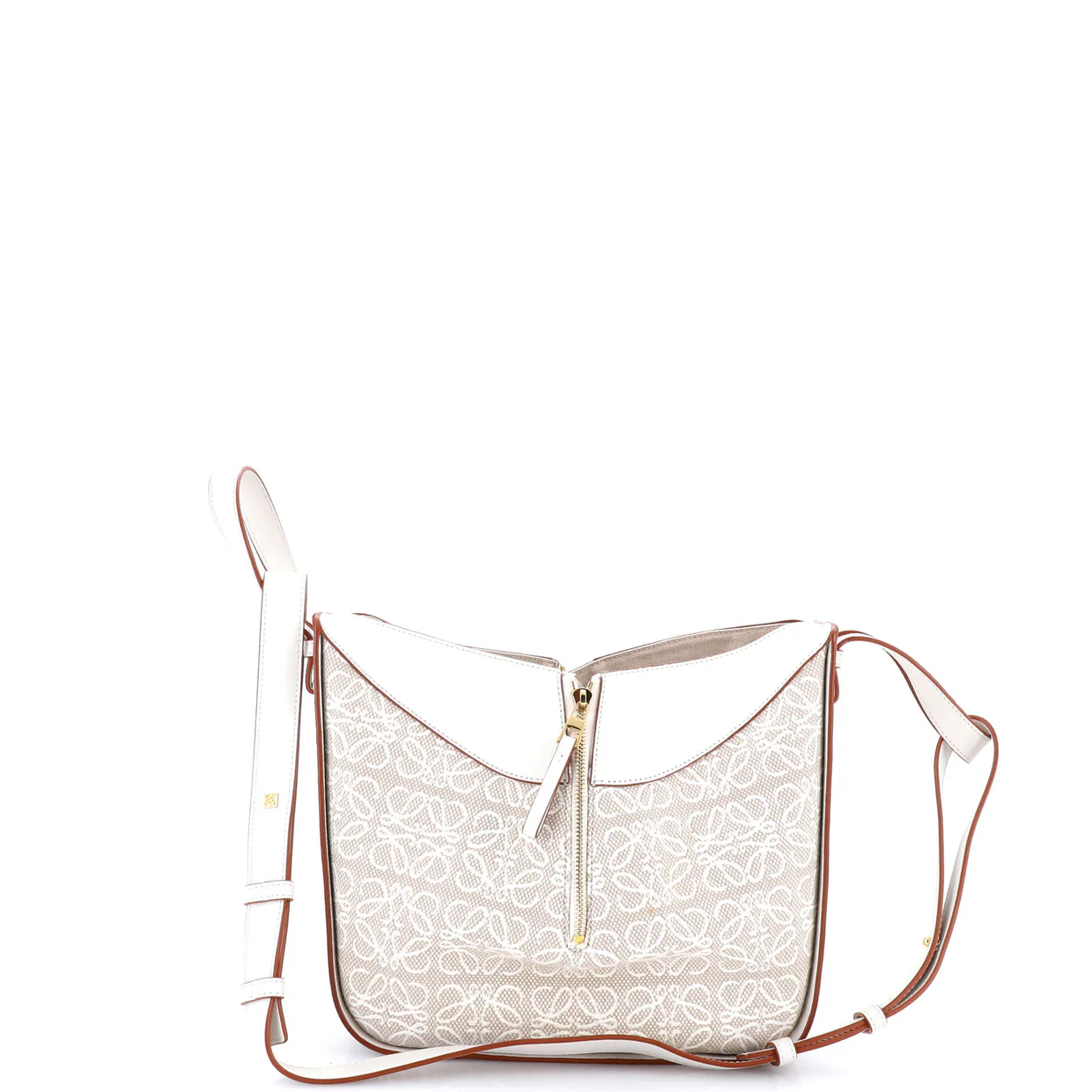 Hammock Bag Leather and Anagram Jacquard Small - Deep Luxury