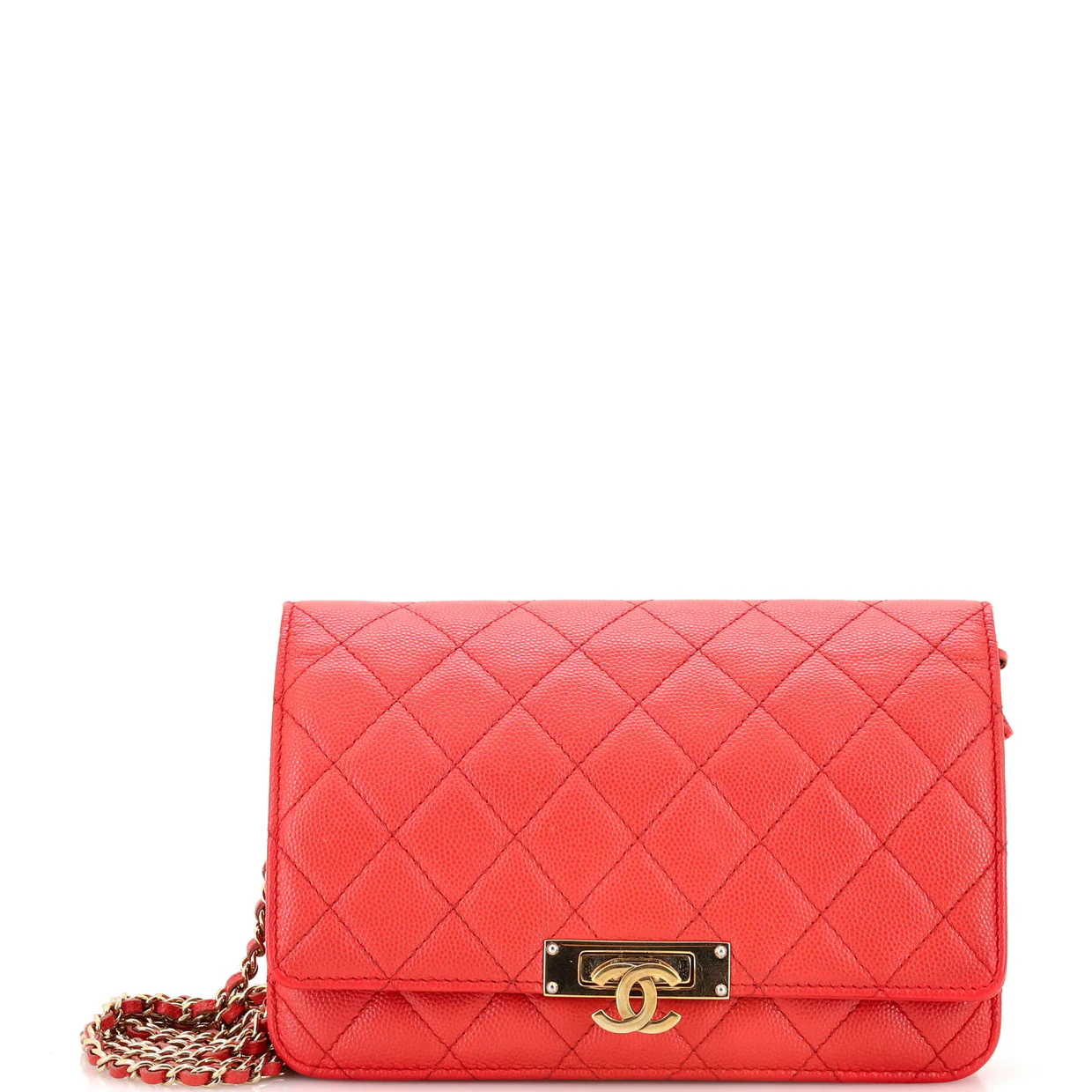 Golden Class Wallet on Chain Quilted Caviar - Deep Luxury