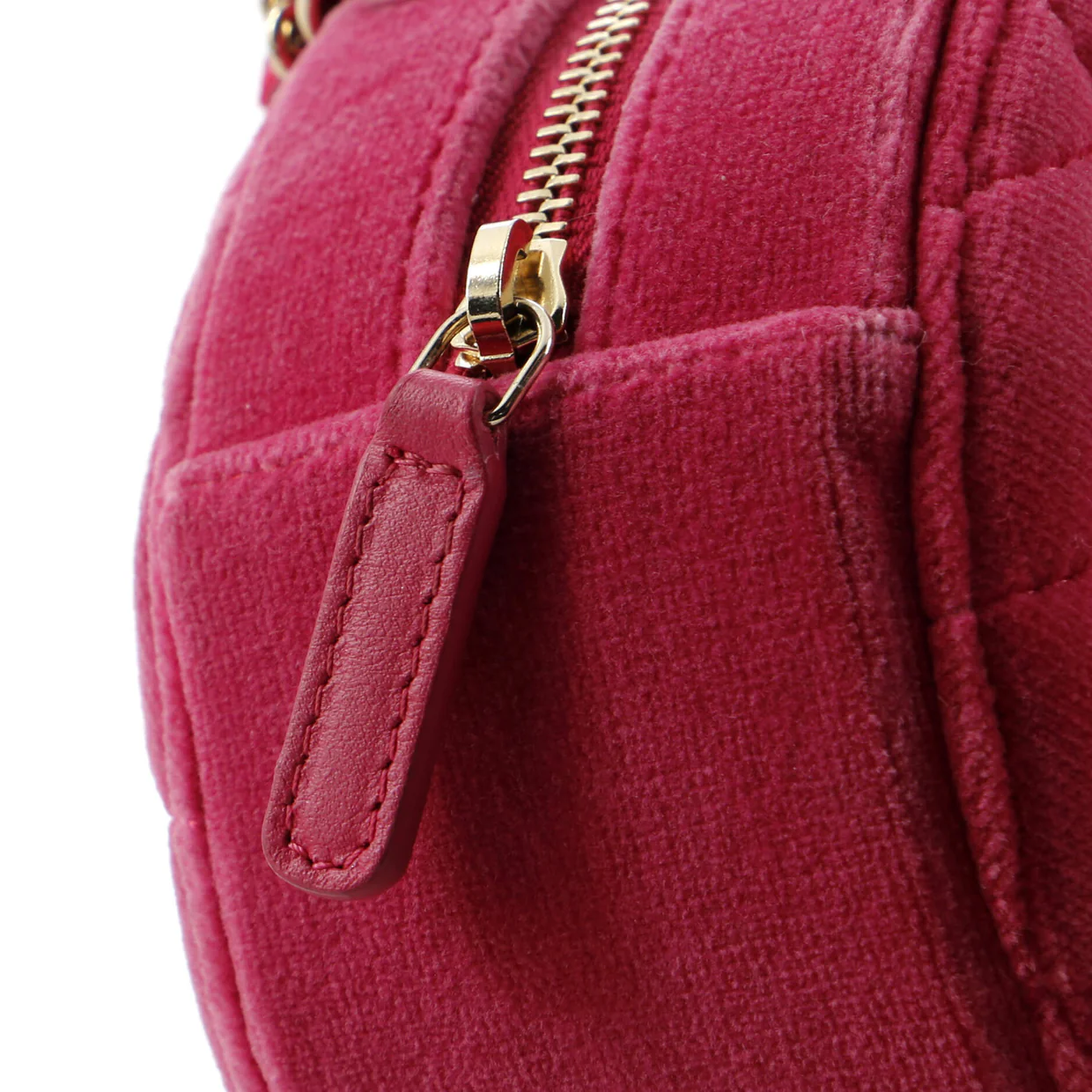 Pearl Crush Round Clutch with Chain Quilted Velvet with Crystal Detail - Deep Luxury