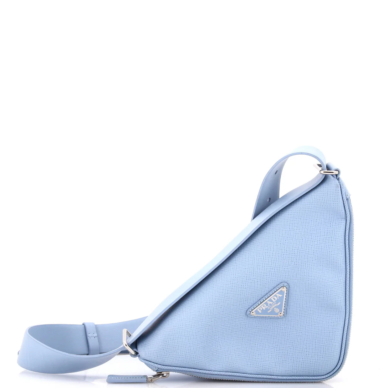 Triangle Logo Zip Around Shoulder Bag Saffiano Leather - Deep Luxury