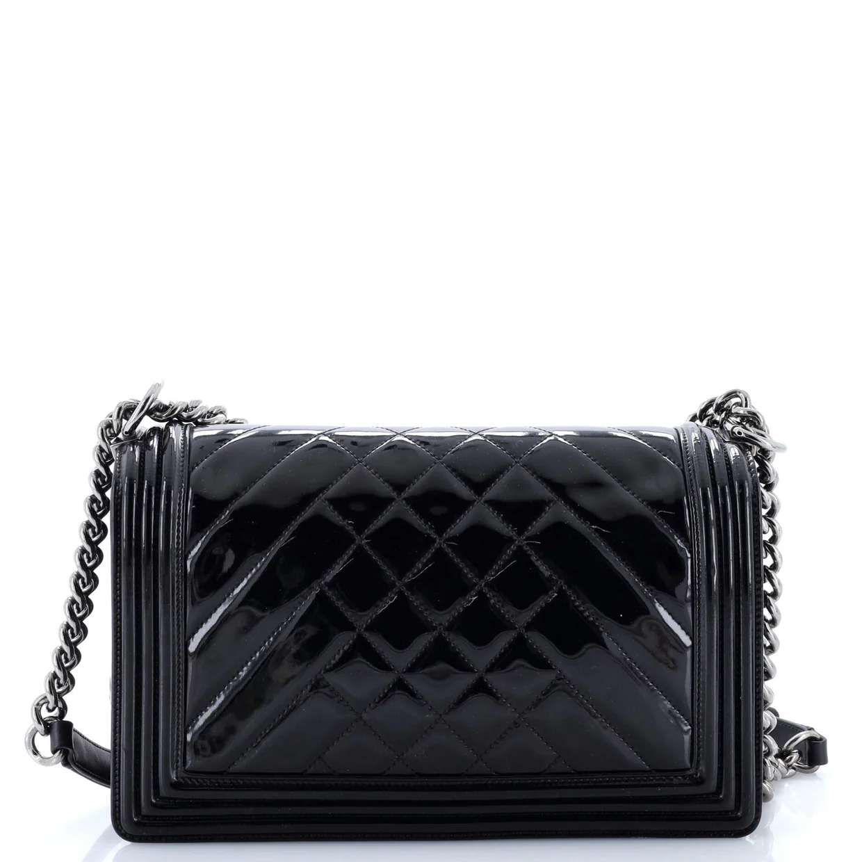 Boy Flap Bag Chevron Patent New Medium - Deep Luxury
