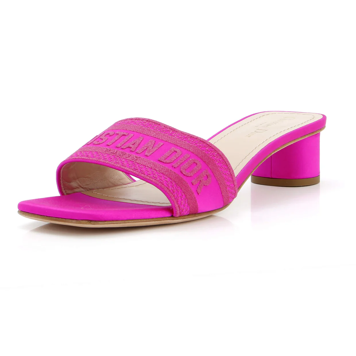 Women's Dway Block Heeled Sandals Embroidered Satin - Deep Luxury